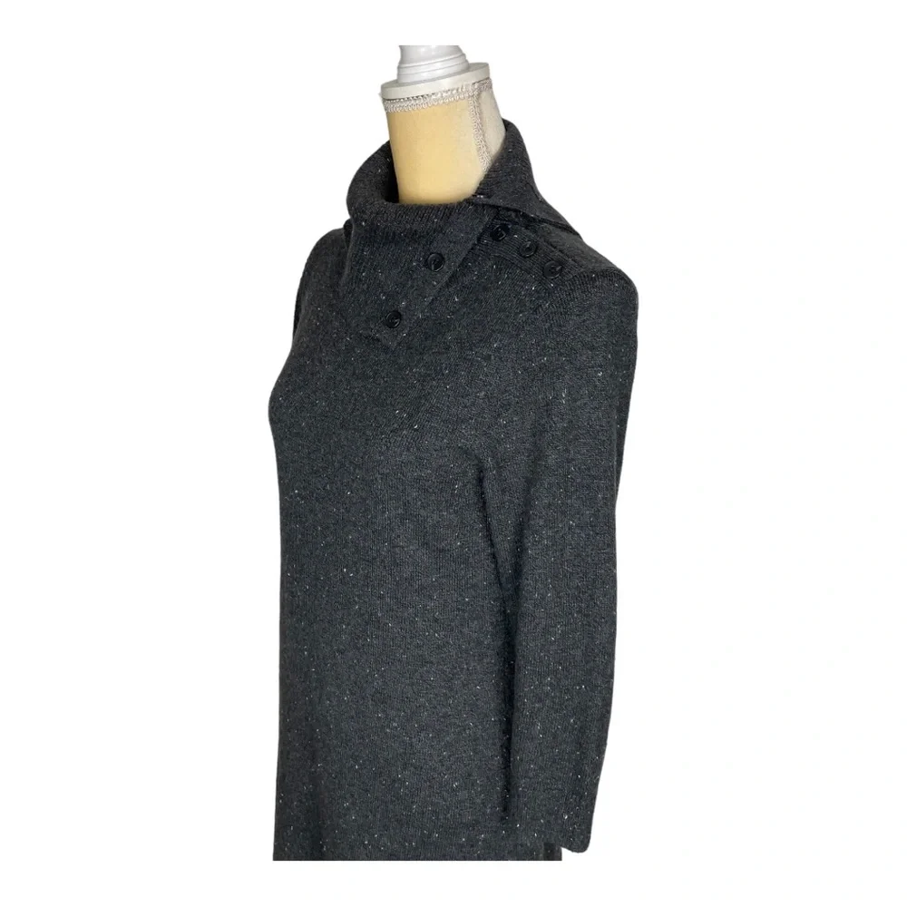Talbots Sweater Dress Gray Donegal Speckled Cowl Neck Knit Size Small‎